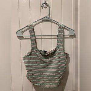 Mint green crop top with stripes